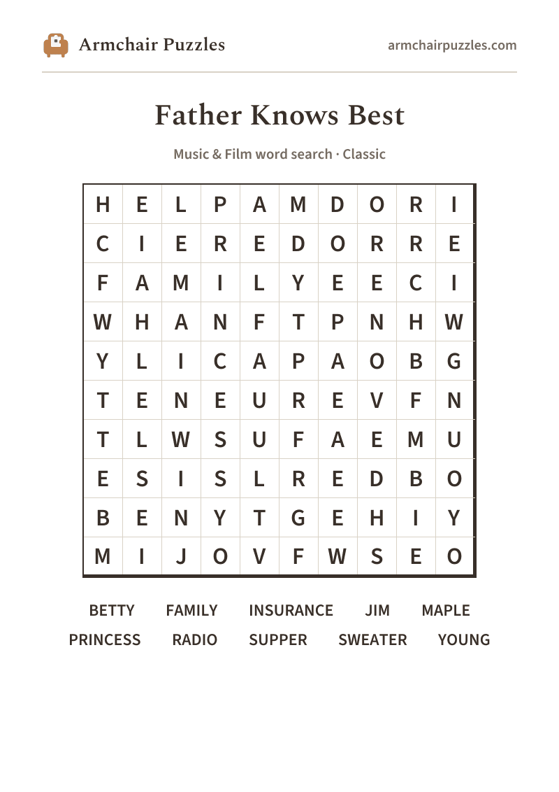 The printable The Rerun word search sheet