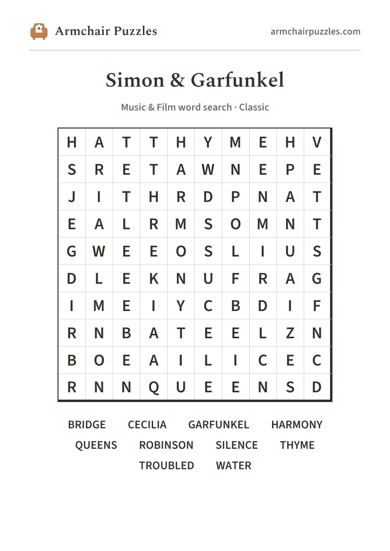 The printable The Old Ballad word search sheet