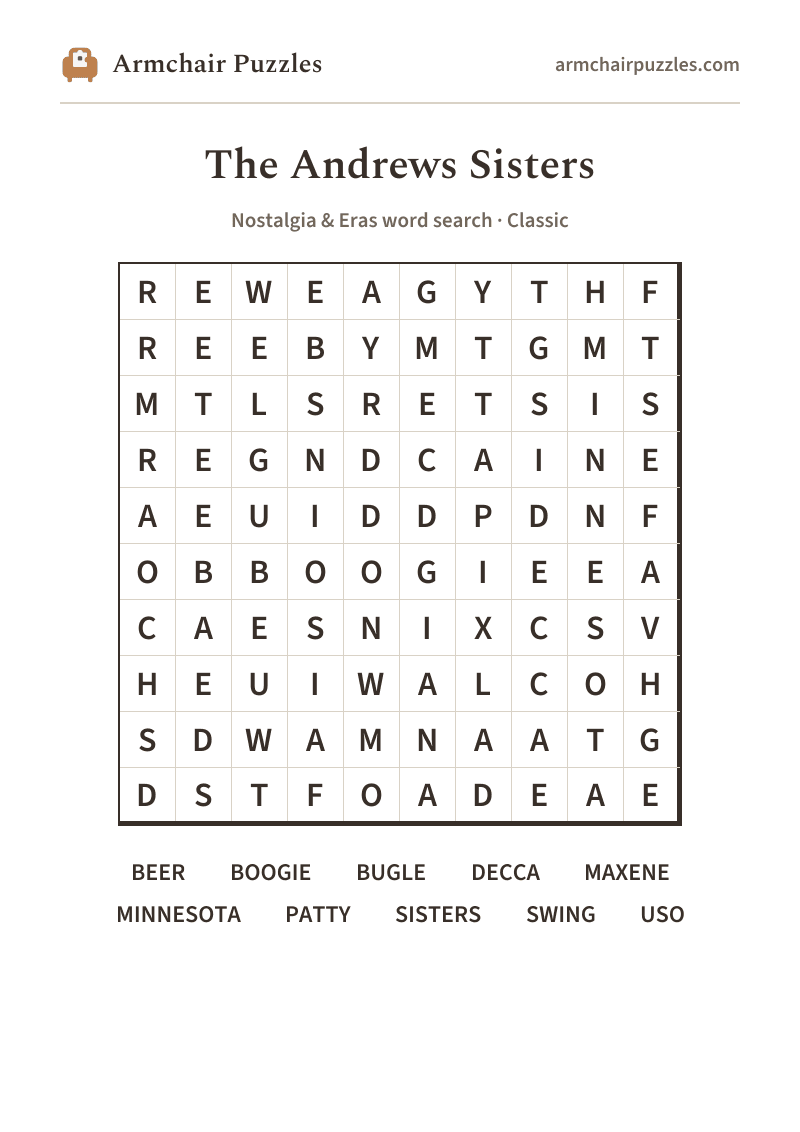 The printable Wartime Wireless word search sheet: large-print Classic grid with its word list