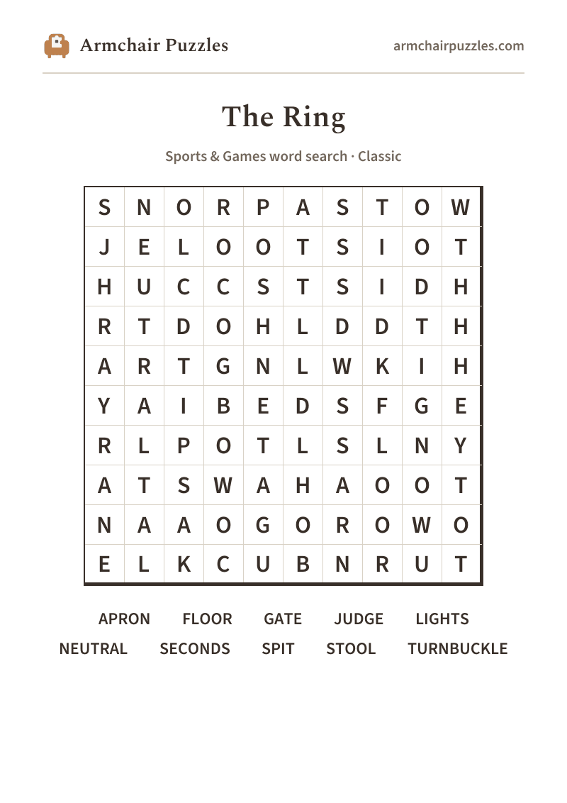 The printable The Ring word search sheet